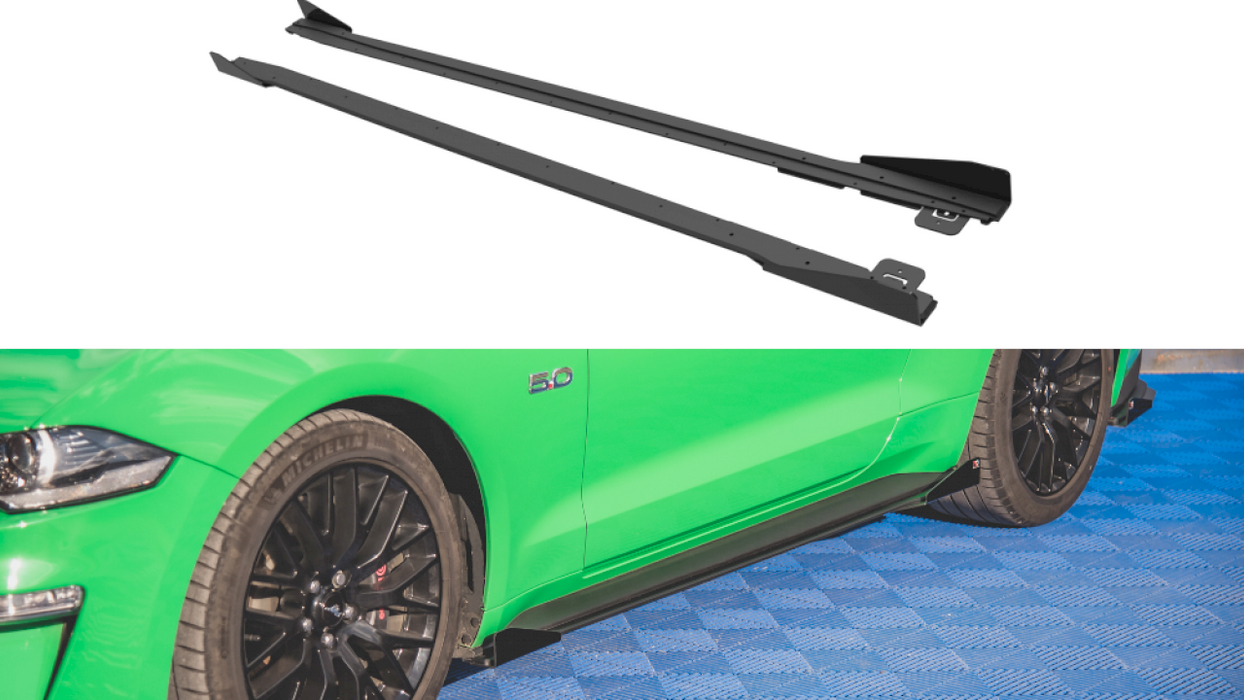 STREET PRO SIDE SKIRTS DIFFUSERS V.1 (+FLAPS) FORD MUSTANG GT MK6 FACELIFT (2017-)