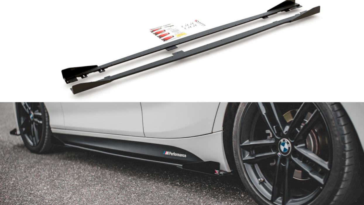 STREET PRO DURABILITY SIDE SKIRTS DIFFUSERS V2 (+FLAPS) BMW 1 F20 M-PACK FACELIFT / M140I (2015-2019)