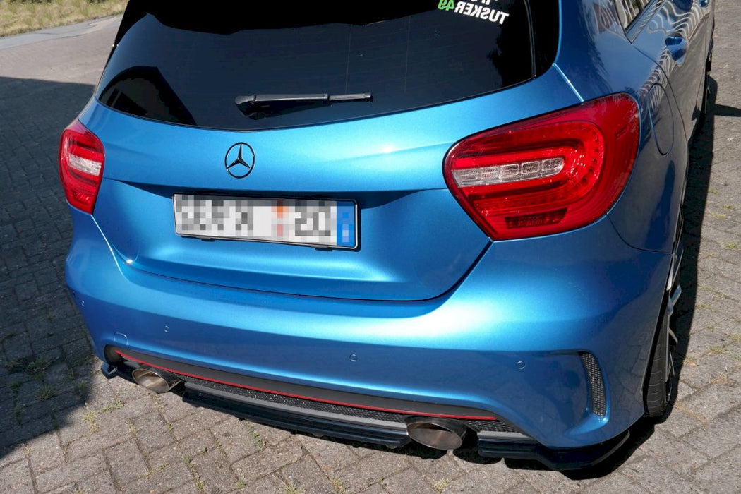 CENTRAL REAR SPLITTER (VERTICAL BARS) MERCEDES A-CLASS W176 AMG-LINE PRE-FACELIFT (2013-2015)